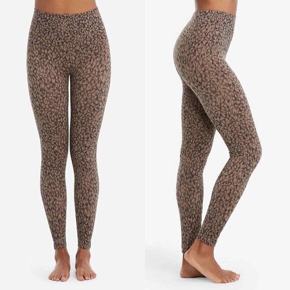 Spanx Look At Me Now Mini Leopard Print High Waisted Seamless Leggings | Medium - Picture 1 of 5